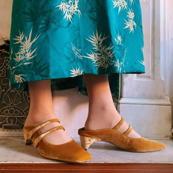 Sam Edelman McKenna Mary Jane Mule Heels Bronze Brown Velvet Size 7 New NWT - Picture 8 of 8